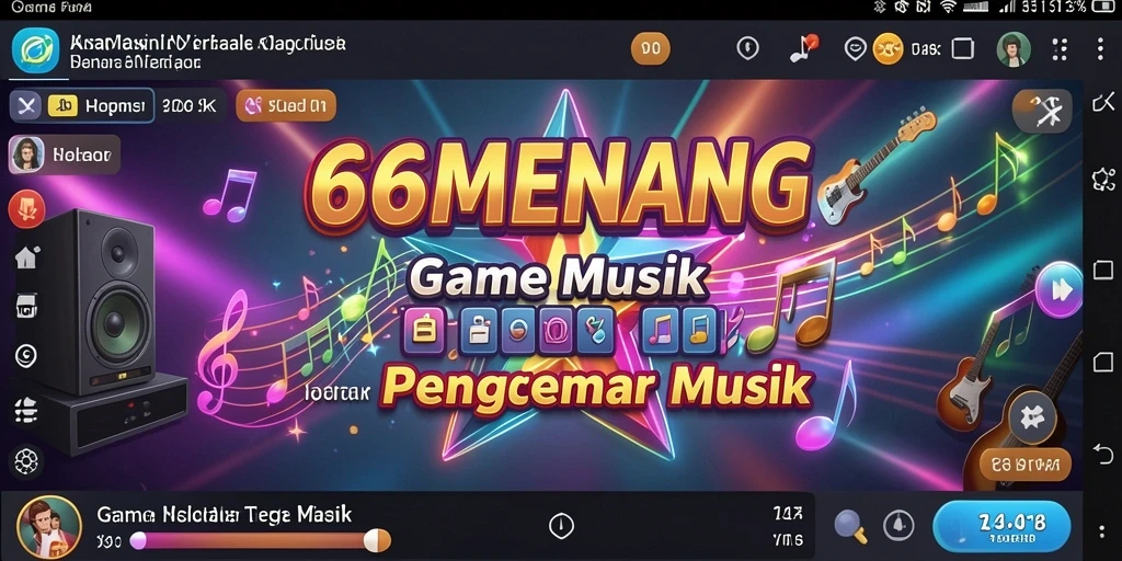 Tampilan gameplay adiktif saat memainkan 66MENANG dengan lagu favorit.