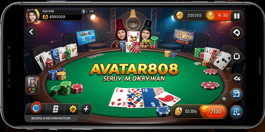 Screenshot gameplay menampilkan aksi seru permainan Poker di AVATAR808.