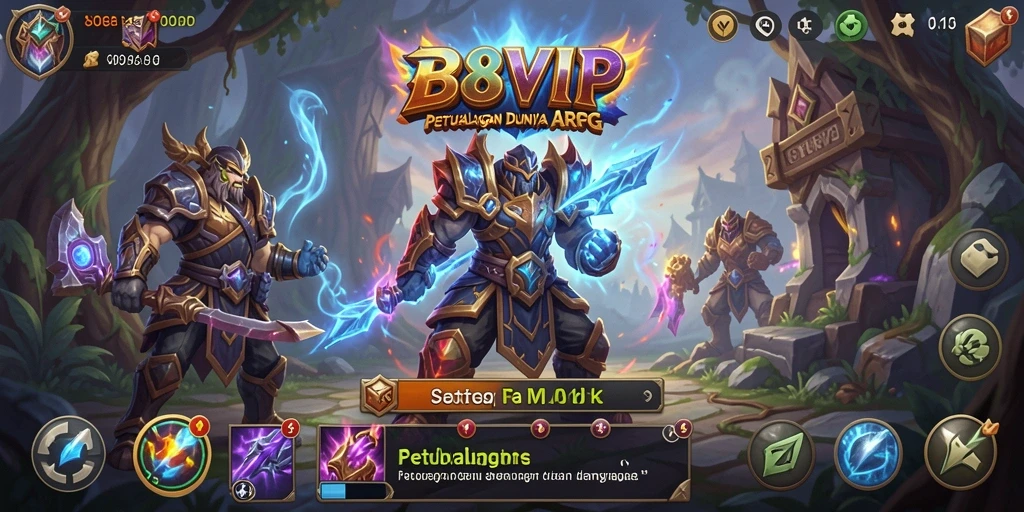 Screenshot utama B8VIP menunjukkan aksi pertarungan seru dalam dunia ARPG.