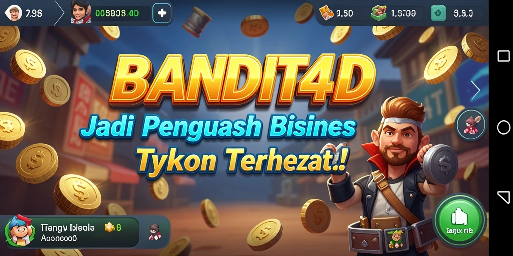 Screenshot gameplay BANDIT4D yang menampilkan keseruan membangun bisnis Tycoon.