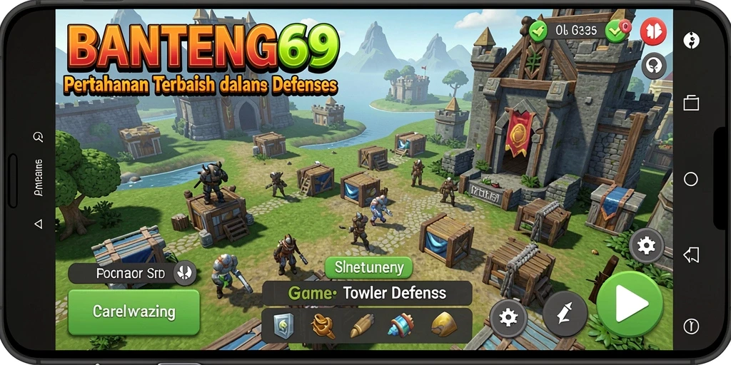 Tampilan gameplay BANTENG69 dengan berbagai tower dan musuh yang menegangkan.