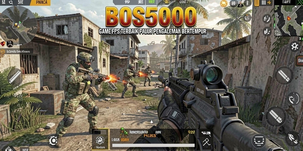 Tampilan menarik gameplay FPS dalam BOS5000 yang mendebarkan.