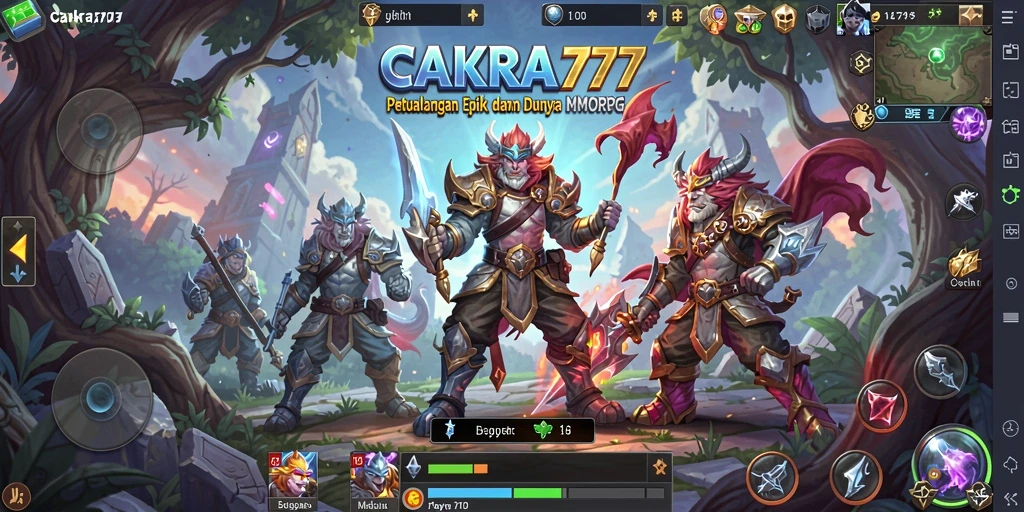 Screenshot gameplay CAKRA777 menampilkan aksi seru dalam pertempuran MMORPG.