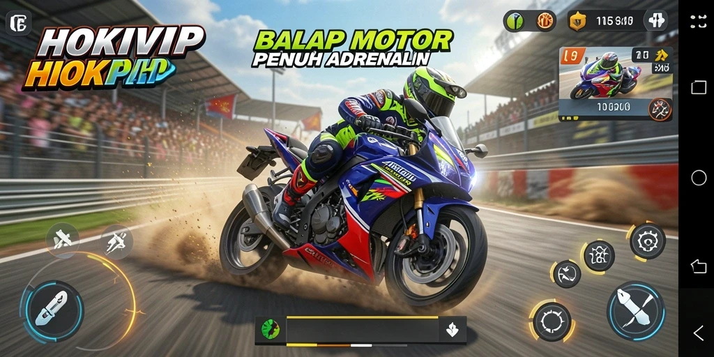 Gameplay seru dan menegangkan dari HOKIVIP saat balapan motor.