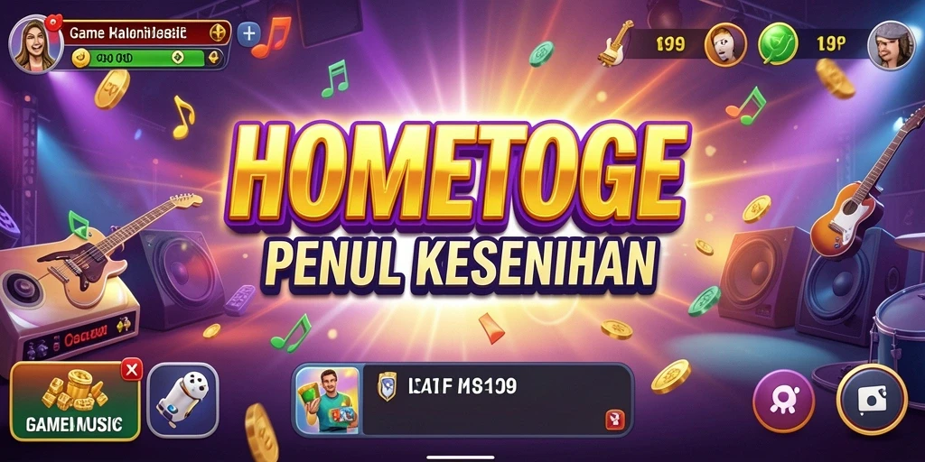 Tangkapan layar gameplay HOMETOGEL menunjukkan pemain menikmati pengalaman musik.