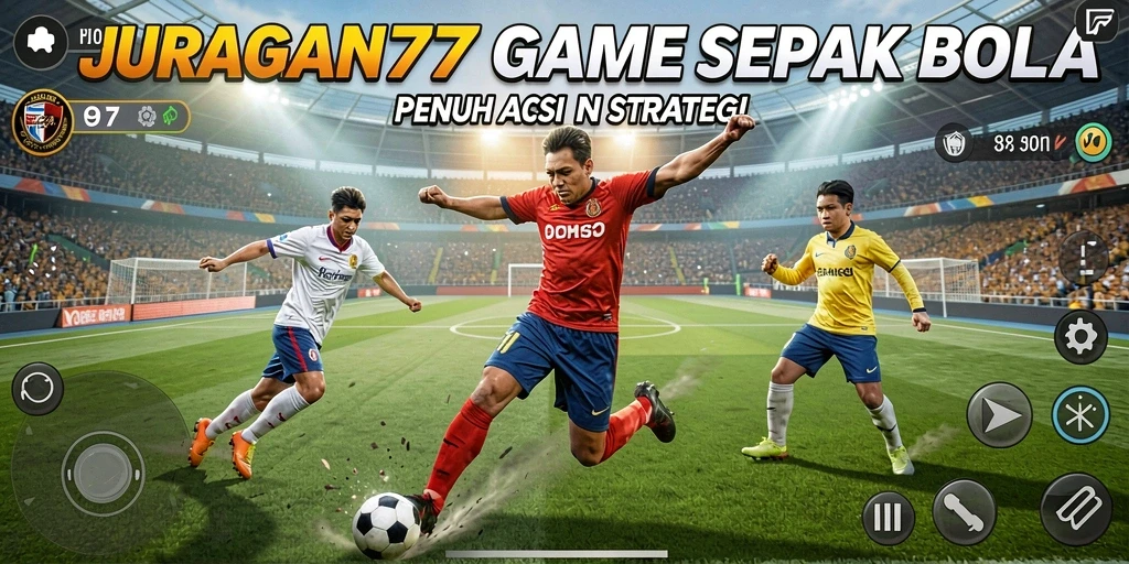 Tampilan gameplay menarik dalam JURAGAN77 dengan aksi sepak bola yang dinamis.