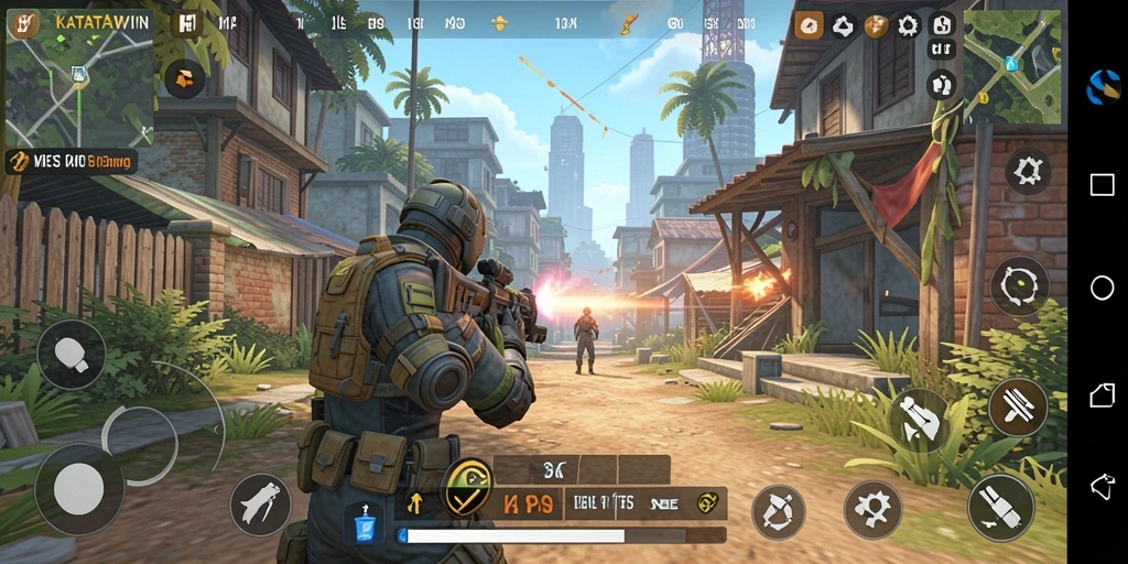 Gameplay KATAWIN yang dinamis dalam pertempuran mendebarkan.