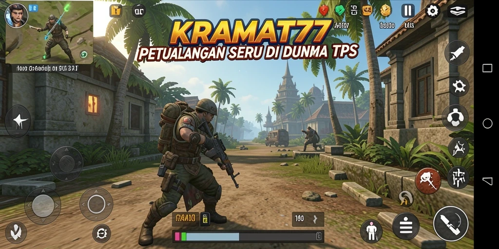 Tampilan gameplay seru KRAMAT77 dalam pertempuran TPS.