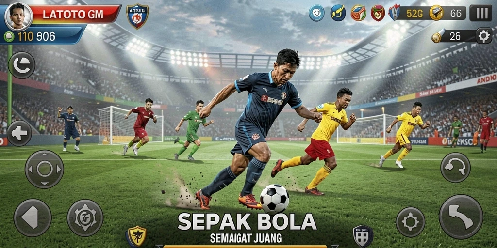 Tampilan menarik dari gameplay LATOTO dengan aksi sepak bola yang seru.