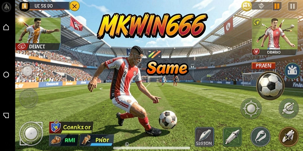 Tampilan gameplay seru dalam MKWIN666 yang menampilkan pertandingan olahraga.