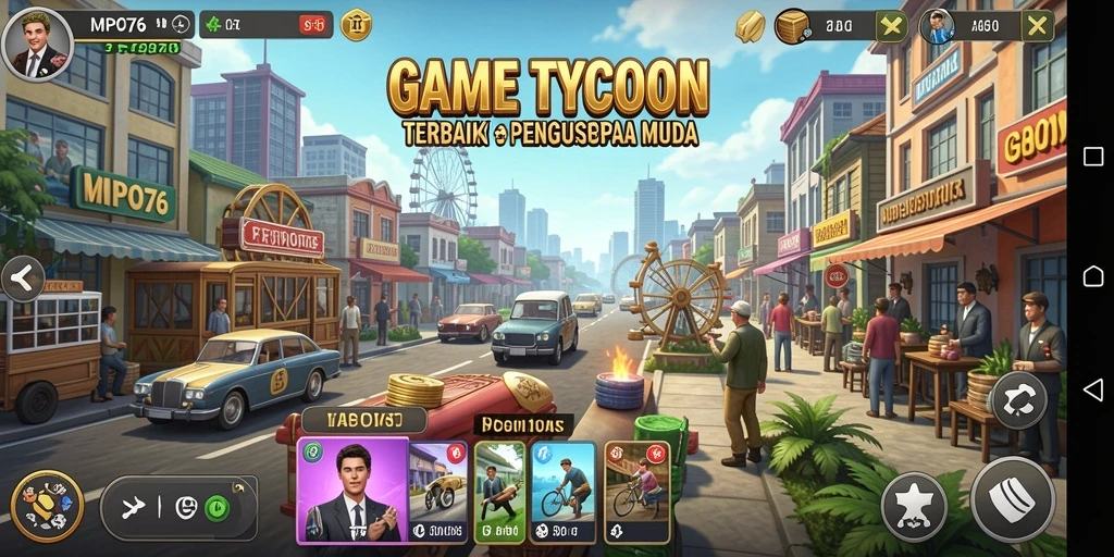 Tampilan gameplay MPO76 yang menarik dengan elemen Tycoon yang realistis.
