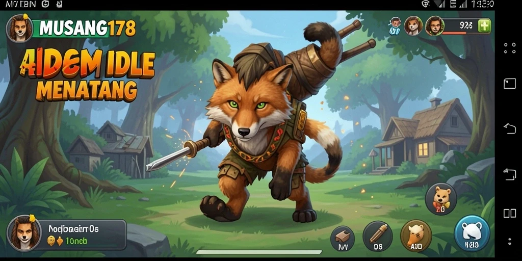 Screenshot gameplay MUSANG178 menampilkan karakter aktif mengumpulkan sumber daya.