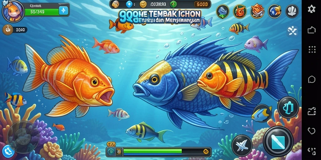 Screenshot gameplay QQDEWA menampilkan aksi seru Tembak Ikan.