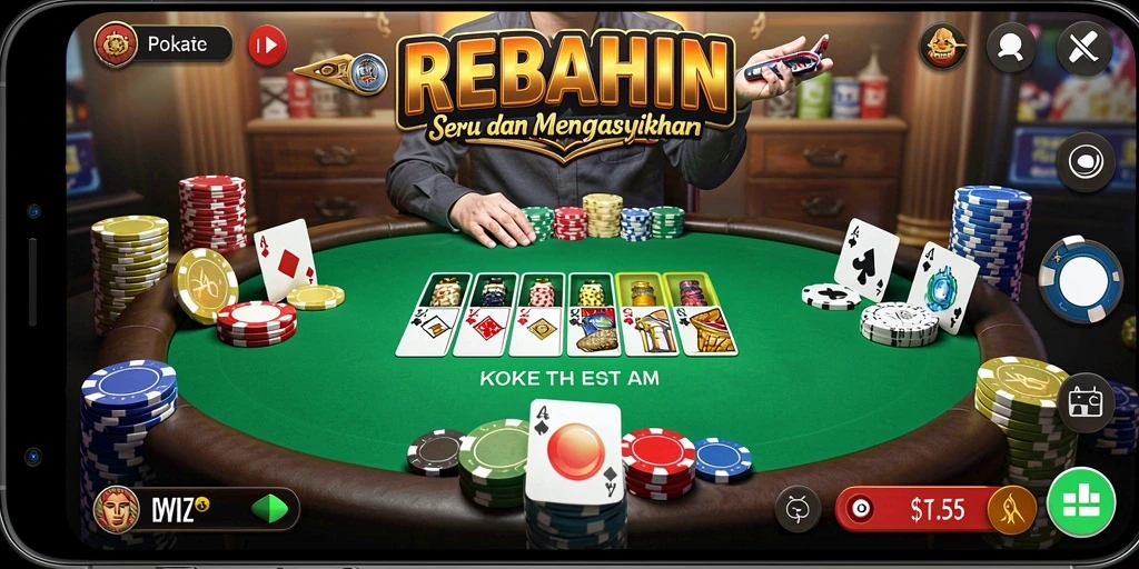 Tampilan gameplay Poker yang menarik dan seru di REBAHIN.