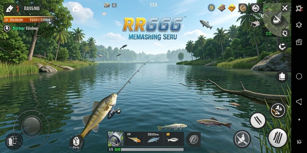Tampilan gameplay RR666 yang menakjubkan saat memancing ikan.
