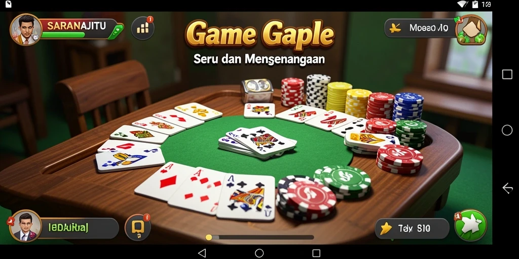 Screenshot gameplay <strong>SARANAJITU</strong> dengan tampilan kartu Gaple.