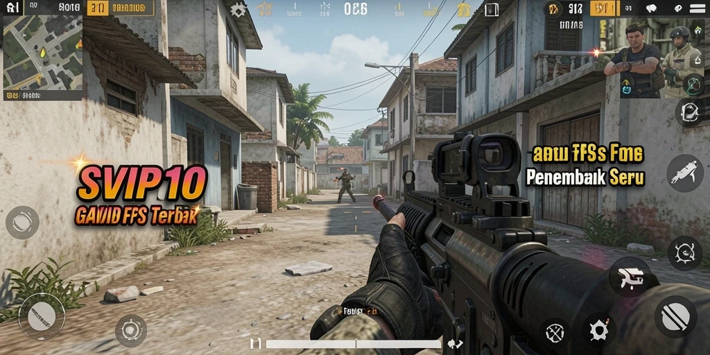 Screenshot gameplay SVIP10 dengan aksi tembak-menembak seru.