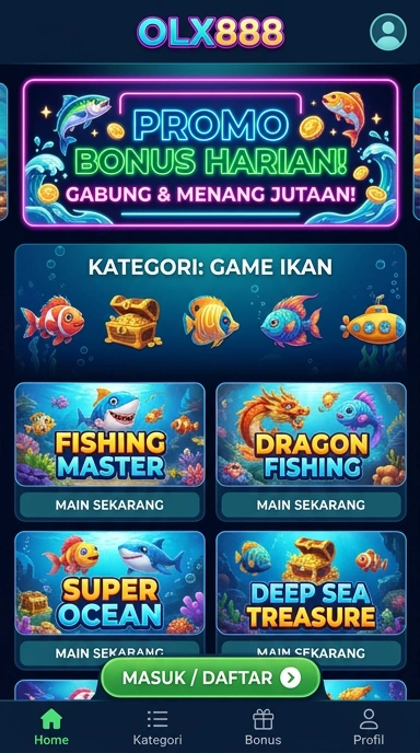 Tampilan antarmuka olx888 yang bersih dan sederhana.